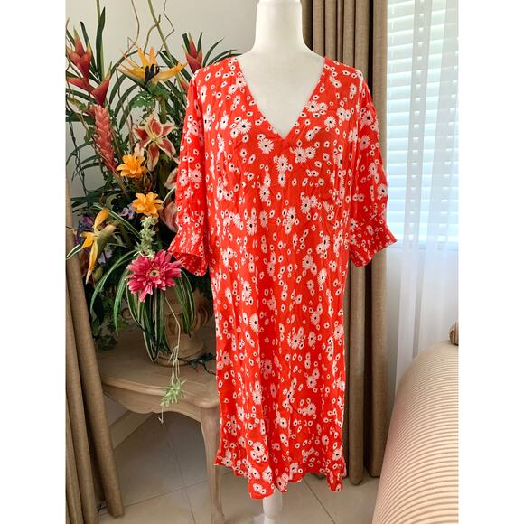 Rixo x Target Floral Puff Sleeve Swing Dress Red - Picture 3 of 12
